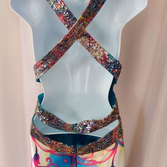 Dave & Johnny colorful sequined strappy long dress - Picture 4 of 10